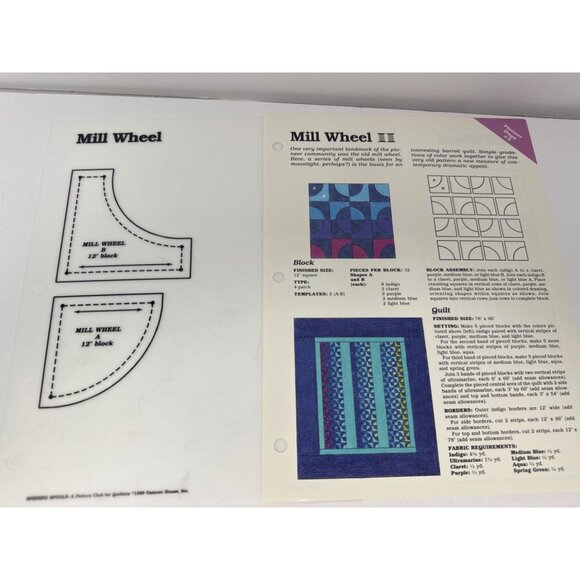 Lot 6 Quilt Patterns Pioneer Days Spinning Spools With Mylar Templates Sewing - Picture 4 of 7